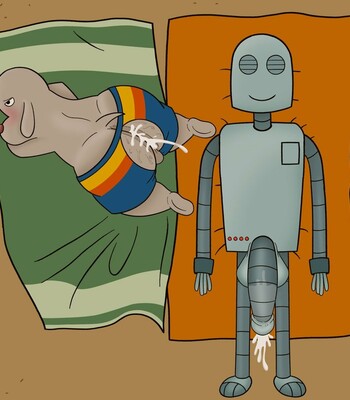 Robot dreams dog in beach getting fuck by robot 004