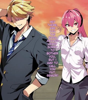 A female boy who lost a fight, a strong male who transferred schools, and a close female friend whom he admires is made to fall for him 010