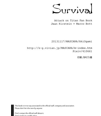 (FALL OF WALL Osaka 2) [MASCARA (Ogami Aki)] Survival (Shingeki no Kyojin) [English] [Baka Dumb Aho Scans] 054