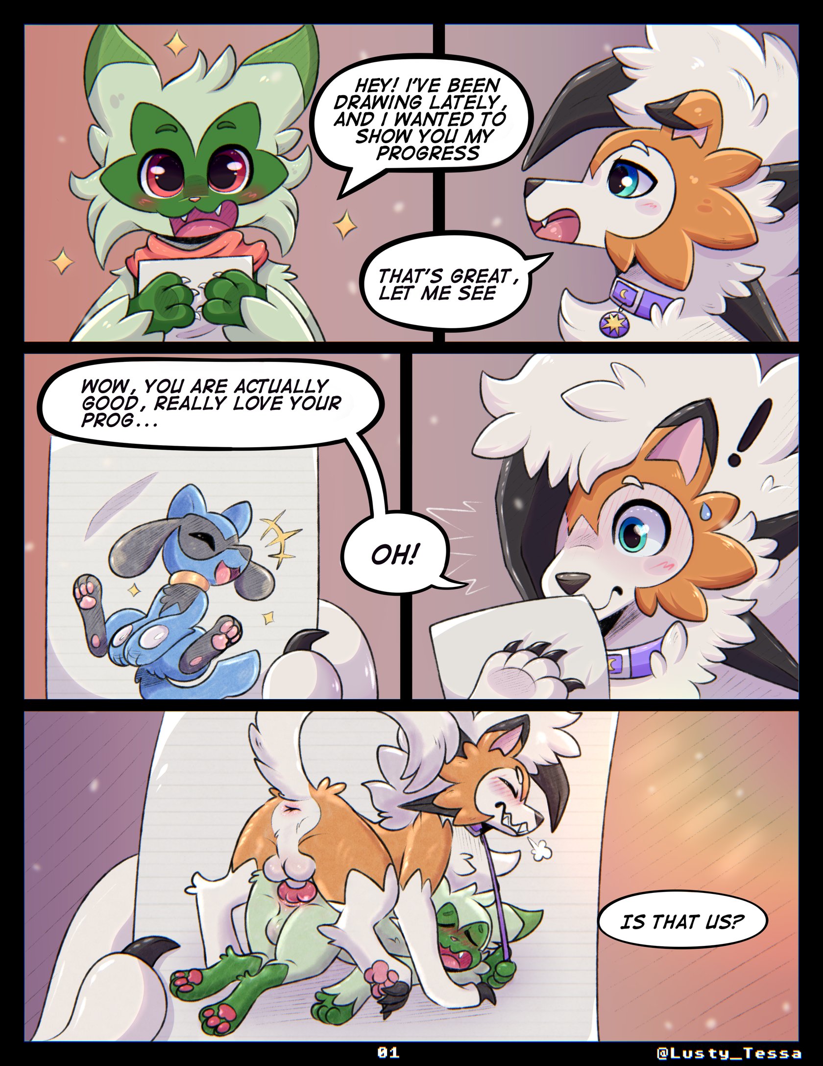 Dusk Lycanroc x Floragato (ongoing) 001