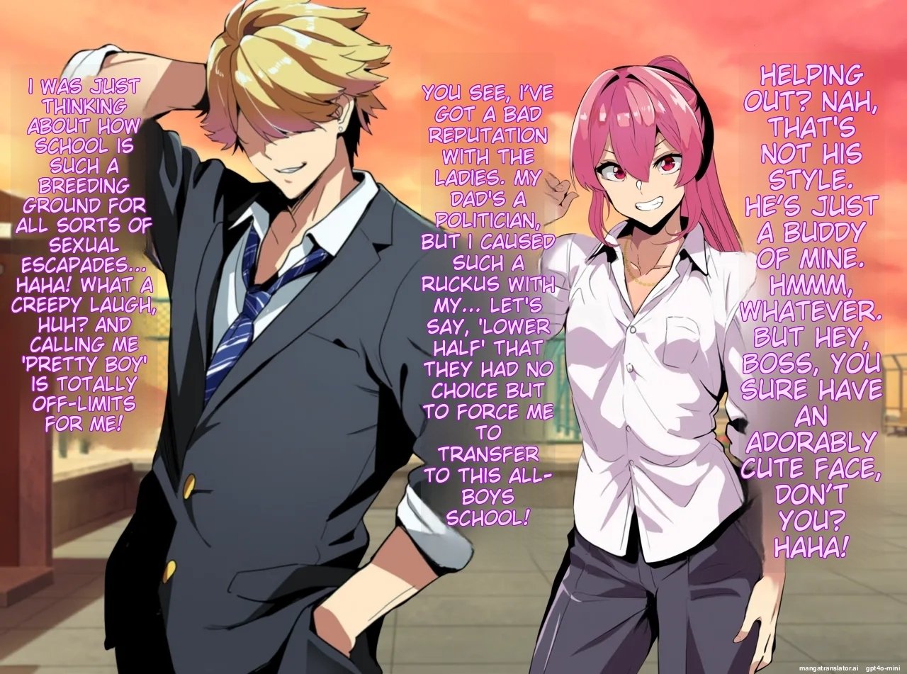 A female boy who lost a fight, a strong male who transferred schools, and a close female friend whom he admires is made to fall for him 012