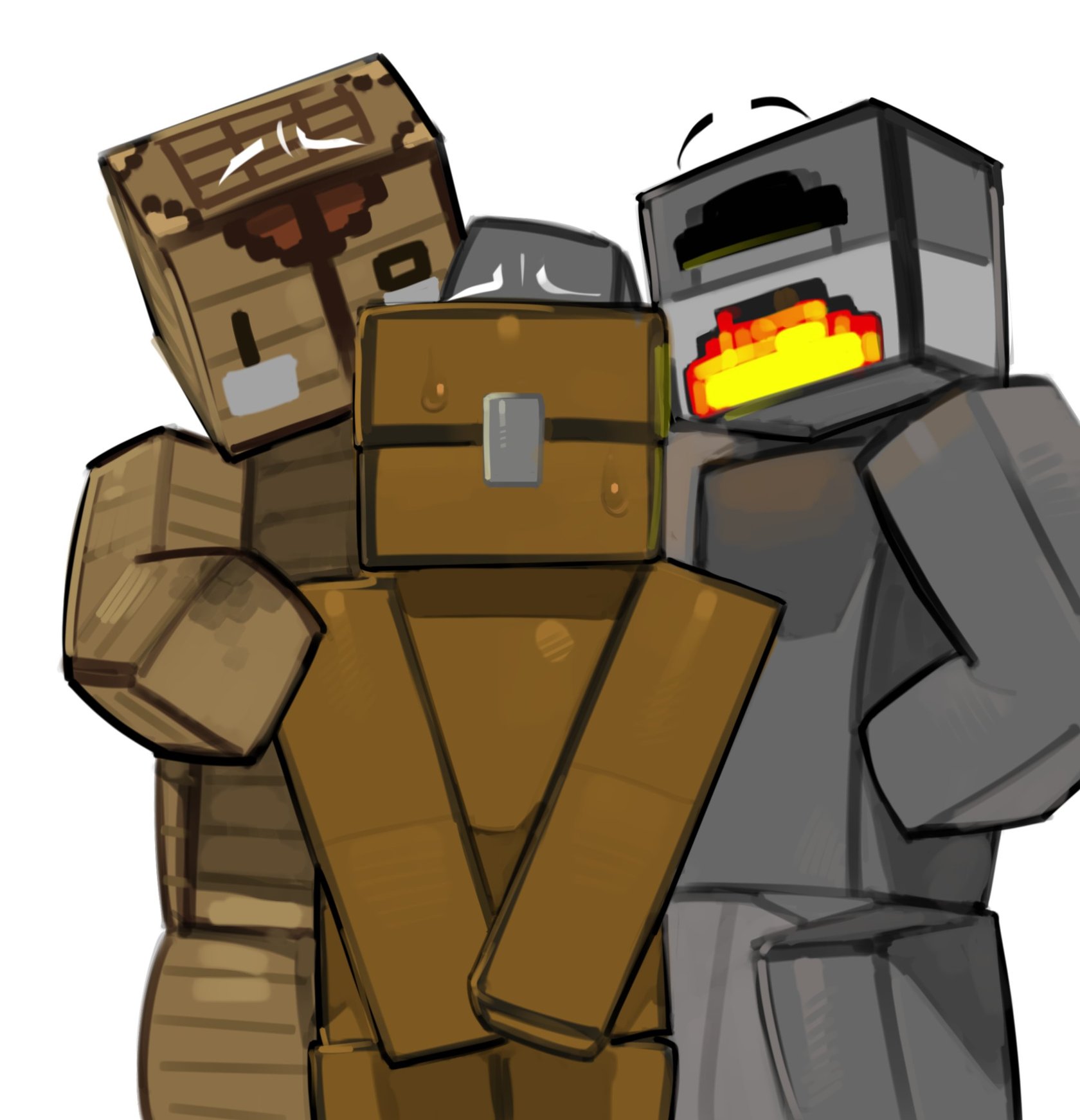 Minecraft Crafting Table x Chest x Furnace 001